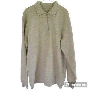 Croft & Barrow Men Sweatshirt Size LT Large Tall Tan 1/4 Zip Long Sleeve